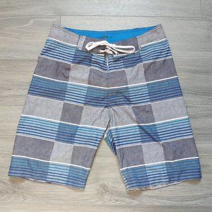 Excellent Used Condition Men's OLD NAVY Board Shorts Blue Stripe Size Small.